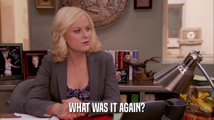WHAT WAS IT AGAIN?  