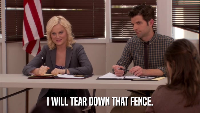 I WILL TEAR DOWN THAT FENCE.  