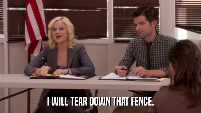 I WILL TEAR DOWN THAT FENCE.  