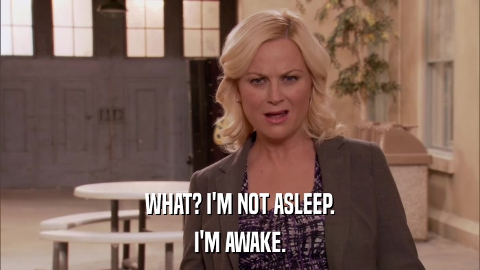 WHAT? I'M NOT ASLEEP. I'M AWAKE. 