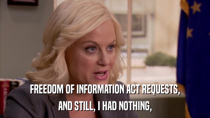 FREEDOM OF INFORMATION ACT REQUESTS, AND STILL, I HAD NOTHING, 