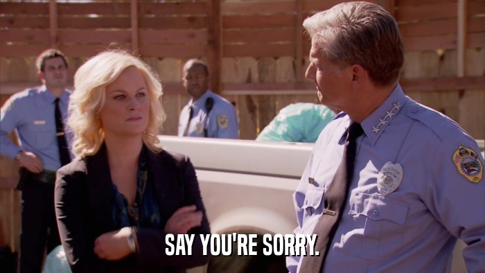 SAY YOU'RE SORRY.  