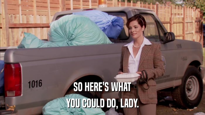 SO HERE'S WHAT YOU COULD DO, LADY. 