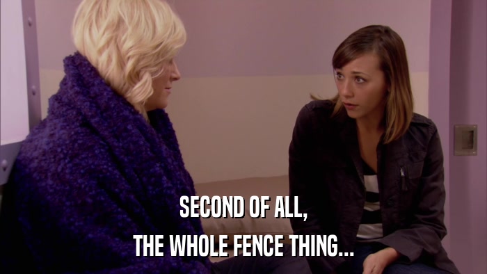 SECOND OF ALL, THE WHOLE FENCE THING... 