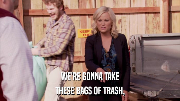WE'RE GONNA TAKE THESE BAGS OF TRASH, 