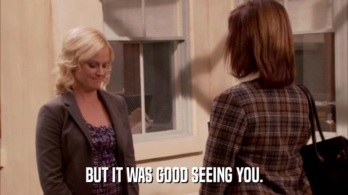 BUT IT WAS GOOD SEEING YOU.  