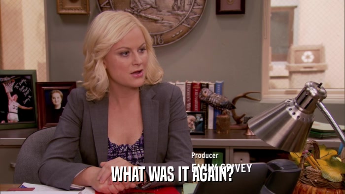 WHAT WAS IT AGAIN?  
