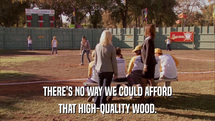 THERE'S NO WAY WE COULD AFFORD THAT HIGH-QUALITY WOOD. 