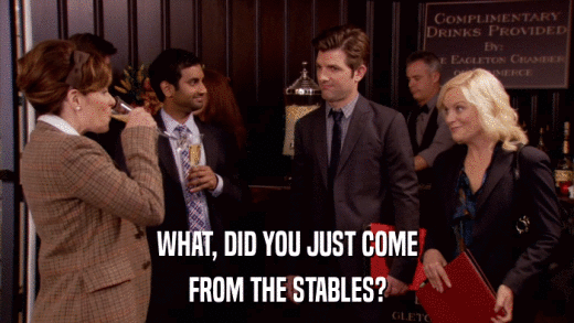 WHAT, DID YOU JUST COME FROM THE STABLES? 
