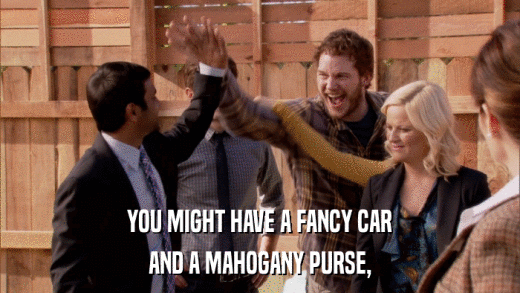 YOU MIGHT HAVE A FANCY CAR AND A MAHOGANY PURSE, 