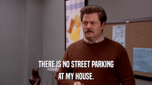 THERE IS NO STREET PARKING AT MY HOUSE. 