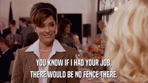 YOU KNOW IF I HAD YOUR JOB, THERE WOULD BE NO FENCE THERE. 