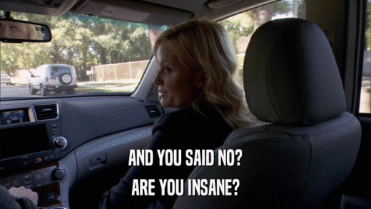 AND YOU SAID NO? ARE YOU INSANE? 