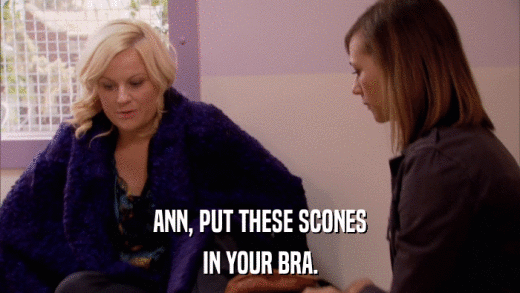 ANN, PUT THESE SCONES IN YOUR BRA. 