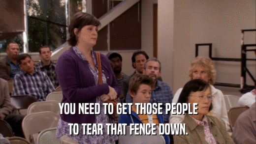 YOU NEED TO GET THOSE PEOPLE TO TEAR THAT FENCE DOWN. 