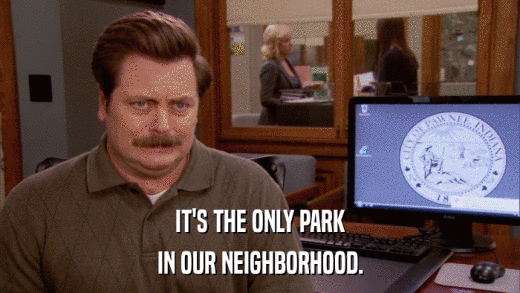 IT'S THE ONLY PARK IN OUR NEIGHBORHOOD. 
