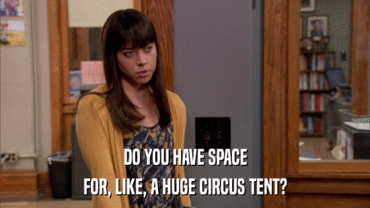 DO YOU HAVE SPACE FOR, LIKE, A HUGE CIRCUS TENT? 
