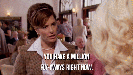 YOU HAVE A MILLION FLY-AWAYS RIGHT NOW. 