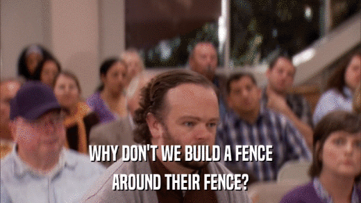 WHY DON'T WE BUILD A FENCE AROUND THEIR FENCE? 