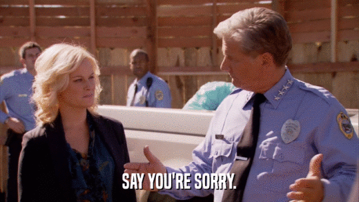 SAY YOU'RE SORRY.  