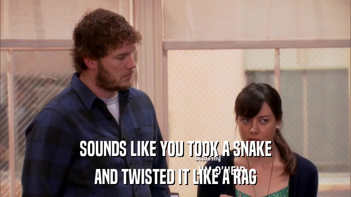 SOUNDS LIKE YOU TOOK A SNAKE AND TWISTED IT LIKE A RAG 