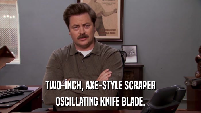 TWO-INCH, AXE-STYLE SCRAPER OSCILLATING KNIFE BLADE. 