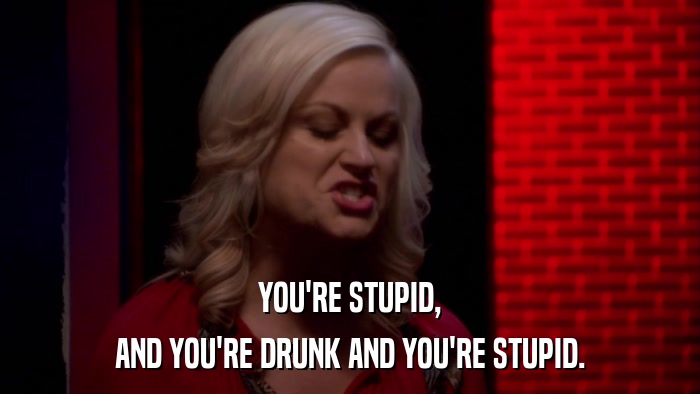 YOU'RE STUPID, AND YOU'RE DRUNK AND YOU'RE STUPID. 