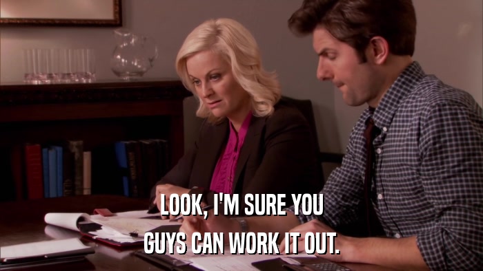 LOOK, I'M SURE YOU GUYS CAN WORK IT OUT. 
