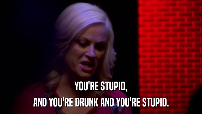 YOU'RE STUPID, AND YOU'RE DRUNK AND YOU'RE STUPID. 