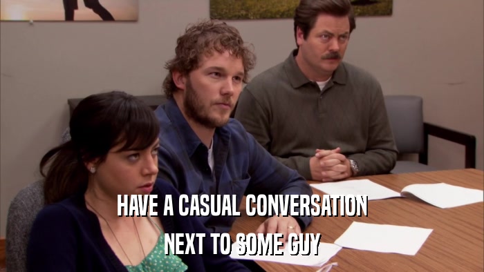 HAVE A CASUAL CONVERSATION NEXT TO SOME GUY 