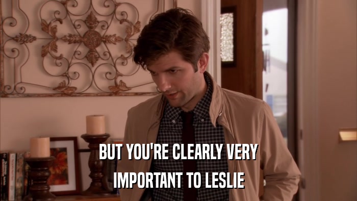 BUT YOU'RE CLEARLY VERY IMPORTANT TO LESLIE 