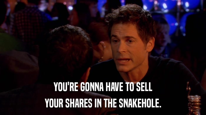 YOU'RE GONNA HAVE TO SELL YOUR SHARES IN THE SNAKEHOLE. 