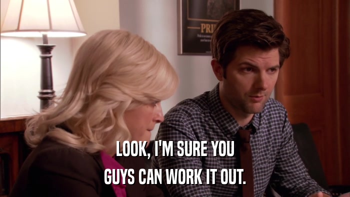 LOOK, I'M SURE YOU GUYS CAN WORK IT OUT. 