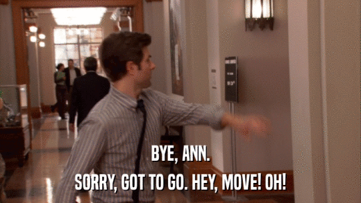 BYE, ANN. SORRY, GOT TO GO. HEY, MOVE! OH! 