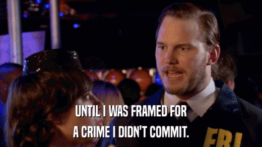 UNTIL I WAS FRAMED FOR A CRIME I DIDN'T COMMIT. 