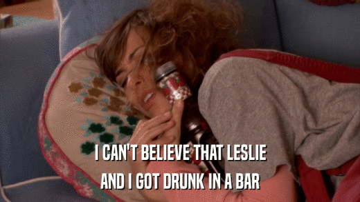 I CAN'T BELIEVE THAT LESLIE AND I GOT DRUNK IN A BAR 