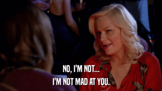 NO, I'M NOT... I'M NOT MAD AT YOU. 