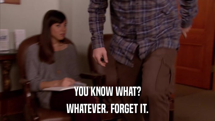 YOU KNOW WHAT? WHATEVER. FORGET IT. 