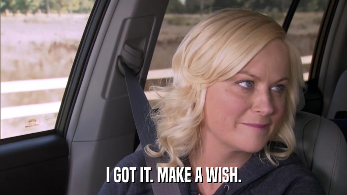 I GOT IT. MAKE A WISH.  