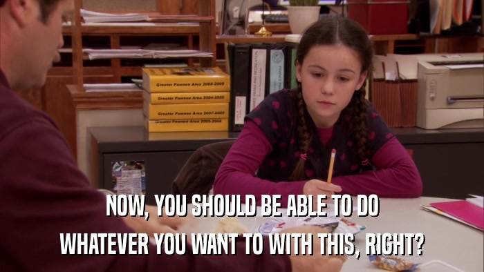 NOW, YOU SHOULD BE ABLE TO DO WHATEVER YOU WANT TO WITH THIS, RIGHT? 