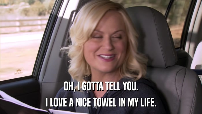 OH, I GOTTA TELL YOU. I LOVE A NICE TOWEL IN MY LIFE. 