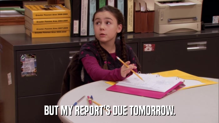 BUT MY REPORT'S DUE TOMORROW.  