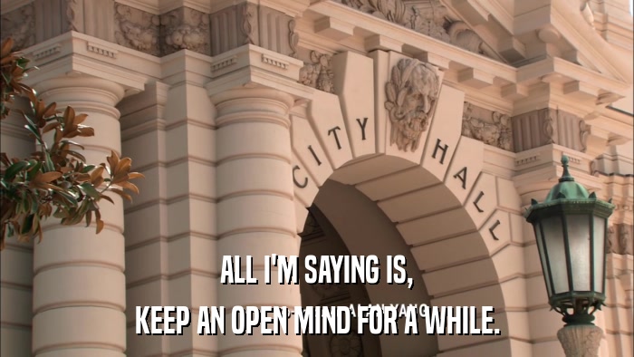 ALL I'M SAYING IS, KEEP AN OPEN MIND FOR A WHILE. 