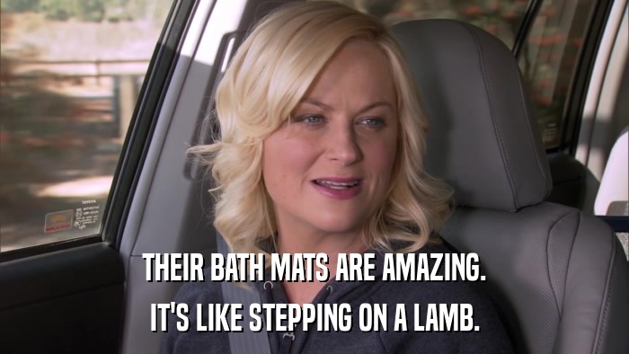 THEIR BATH MATS ARE AMAZING. IT'S LIKE STEPPING ON A LAMB. 