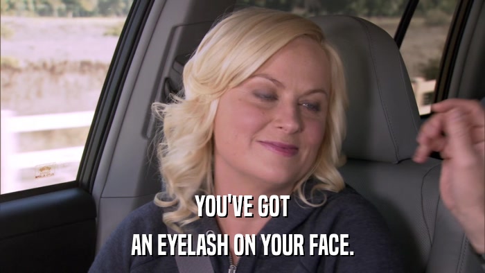 YOU'VE GOT AN EYELASH ON YOUR FACE. 