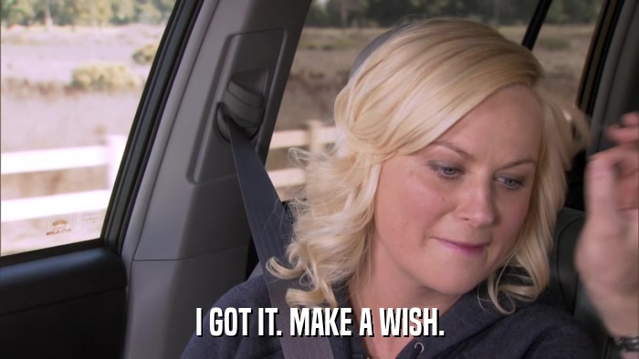 I GOT IT. MAKE A WISH.  