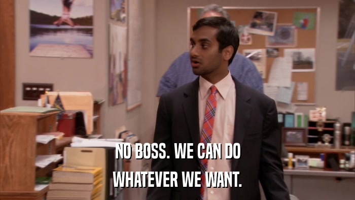 NO BOSS. WE CAN DO WHATEVER WE WANT. 
