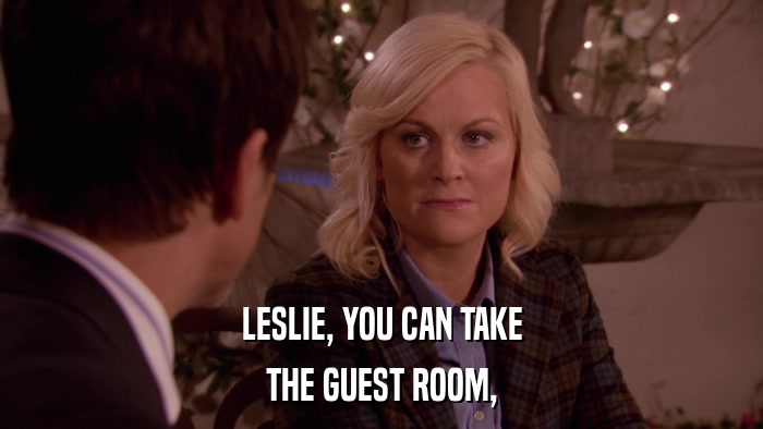 LESLIE, YOU CAN TAKE THE GUEST ROOM, 