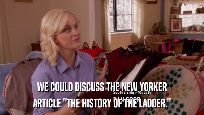 WE COULD DISCUSS THE NEW YORKER ARTICLE 