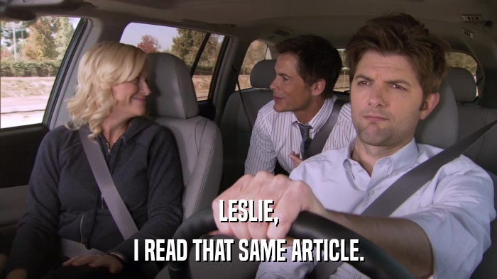 LESLIE, I READ THAT SAME ARTICLE. 